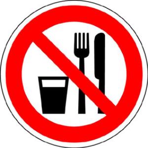 Signal d'interdiction: Défense de manger et de boire