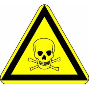 Signal d'avertissement: Mise en garde contre des substances toxiques, selon DIN 4844 et VGB 125