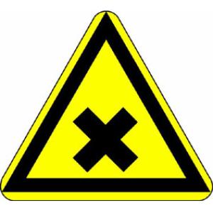 Signal d'avertissement: Mise en garde contre des substances nocives ou irritantes, selon DIN 4844 et  VGB 125