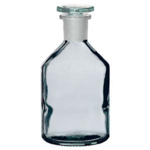 Flacon bouché émeri, 250 ml, col étroit, verre blanc, bouchon verre