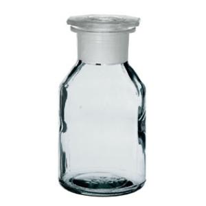 Flacon bouché émeri, 250 ml, col large, verre blanc, bouchon verre