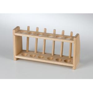 Test tube rack, wooden, 6 tubes